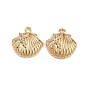 Brass Micro Pave Clear Cubic Zirconia Pendants, Shell Shape