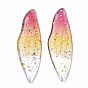 Transparent Epoxy Resin Big Pendants, with Gold Foil, Insects Wing