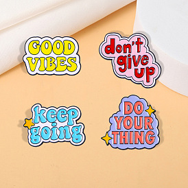 Creative Text Series English Letter Badge Brooch Encouraging Language Series Cartoon Badges All-match Anti-Light Buckle
