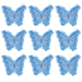9Pcs Butterfly Polyester Computerized Embroidery Cloth Iron on Sew on Patches, Tassels Appliques