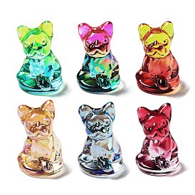 Two Tone Electroplate K9 Glass 3D Dog Figurines, for Home Office Desktop Decoration