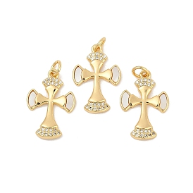 Латунные микро проложить кубического циркония подвески, без кадмия, без никеля и без свинца, крест прелести, с кольцом и оболочкой