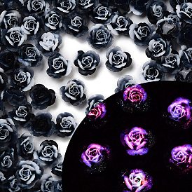 Triple Color Luminous Resin Decoden Cabochons, Glow in the Dark, Flower