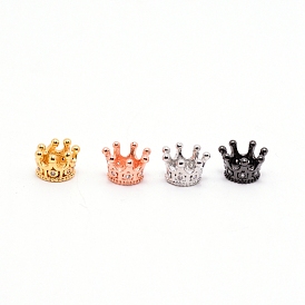 Brass Micro Pave Cubic Zirconia Beads, Crown