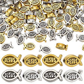 120 шт 2 цвета бусины из сплава тибетского стиля, ихтисовая рыба