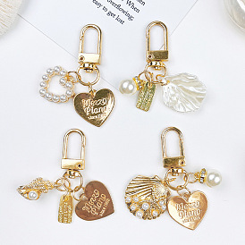 Charmant porte-clés en perles en forme de coeur pour airpods et clés
