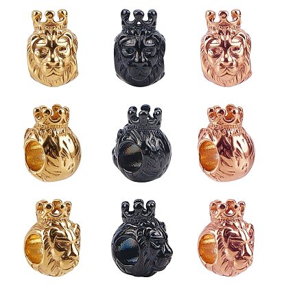 304 Stainless Steel European Beads, Ion Plating (IP), Large Hole Beads, Lion