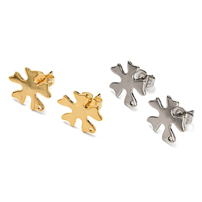 201 Stainless Steel Stud Earrings Finding, with 304 Stainless Steel Pins, Flower