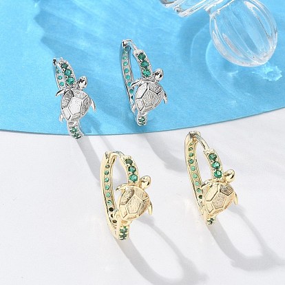 Латунные кубических серьги циркония обруч, черепаха