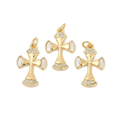 Латунные микро проложить кубического циркония подвески, без кадмия, без никеля и без свинца, крест прелести, с кольцом и оболочкой