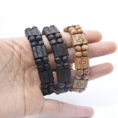 Деревянные браслеты из бисера для мужчин и женщин, браслеты из бисера с перекрестным узором