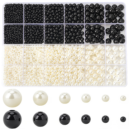 3390 шт. 12 стиль бусины из АБС-пластика с имитацией жемчуга, круглые