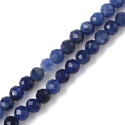 Природный содалит бисер нитей, граненые круглые