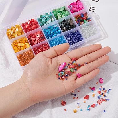 rosado estaño panel Fábrica de China Kit para hacer pulseras con cuentas de vidrio y concha,  incluyendo 8/0 perlas de semillas de vidrio trans, cuentas de concha  naturales, hilo elástico y alambre de cola Cuentas: