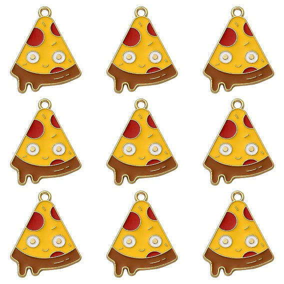 Подвески из эмали и сплава, золотой свет, очарование пиццы