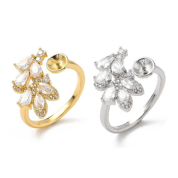 Фурнитура для сережек из латуни с прозрачным кубическим цирконием, цветок, без кадмия и без свинца, стойки покрытие, долговечный