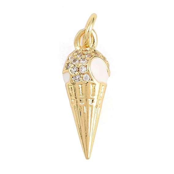 Латунные микропаве прозрачные подвески с фианитом, с эмалью, мороженое прелести, долговечный, стойки покрытие, без свинца и без кадмия