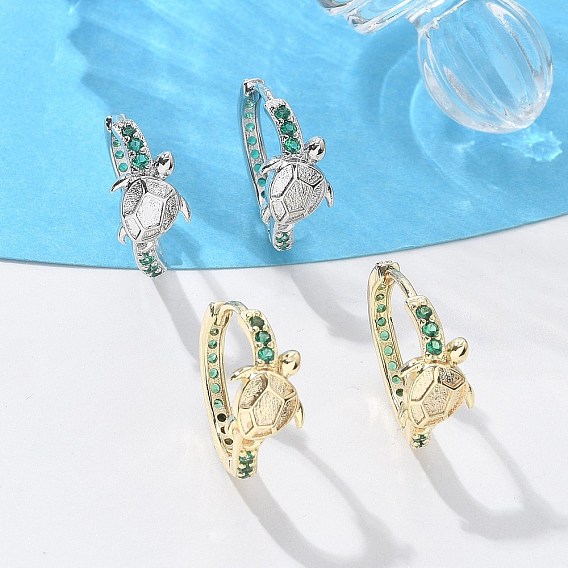 Латунные кубических серьги циркония обруч, черепаха