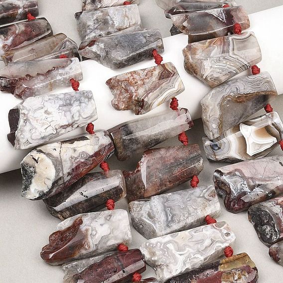 Натуральные мексиканские бусины из агата «Crazy Lace», неправильная трапеция, Топ пробуренной