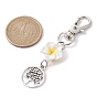 Handmade Polymer Clay Plumeria Pendant Decorations, Tree of Life Tibetan Style Alloy and Swivel Lobster Claw Clasps Charm