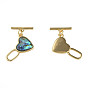 Brass Toggle Clasps, with Synthetic Abalone Shell/Paua Shell, Nickel Free, Heart