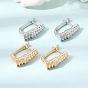 Brass Micro Pave Cubic Zirconia Hoop Earrings, Oval