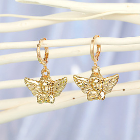 Charming Cupid Earrings - Small Hoop Angel Ear Jewelry in Alloy Material