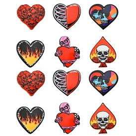 30Pcs 6 Styles Opaque Printed Acrylic Pendants, Heart