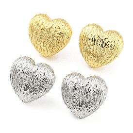 Rack Plating Brass Heart Stud Earrings, Lead Free & Cadmium Free