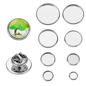 8 стили броши с фурнитурой из нержавеющей стали, плоско-круглые