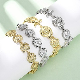 Латунные браслеты с микропаве из прозрачных кубических цирконий для женщин, долговечный, стойки покрытие, без свинца и без кадмия