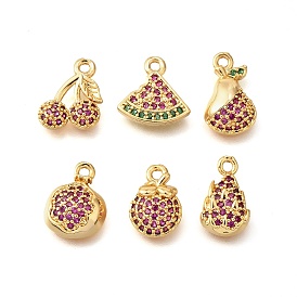 Латунные микропаве прозрачные подвески с фианитом, фруктовые прелести, реальный 18 k позолоченный