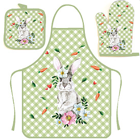 Easter Theme Polyester Sleeveless Apron and Gloves, with Double Shoulder Belt