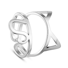 925 Sterling Silver Cuff Finger Rings, with Kitten, Size 7