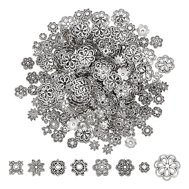 320Pcs 8 Styles Tibetan Style Alloy Bead Caps
