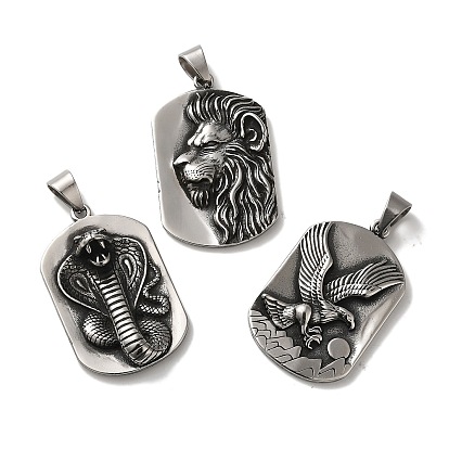 316 l большие подвески из хирургической нержавеющей стали, античное серебро, прямоугольный шарм