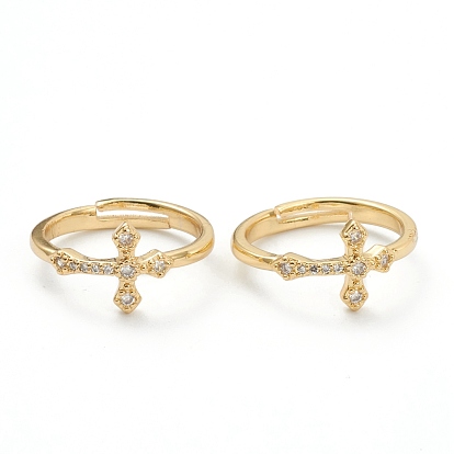 Латунные кольца из манжеты с прозрачным цирконием, открытые кольца, долговечный, крестик