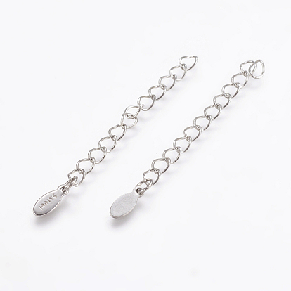 Stainless Steel Chain Extender, Curb Chains, Oval  Carved with S.steel Charms
