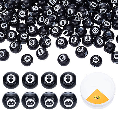 Наборы для самостоятельного изготовления браслетов/ожерельев, включают бильярд 8 акриловые бусины, эластичная нить с круглым кристаллом