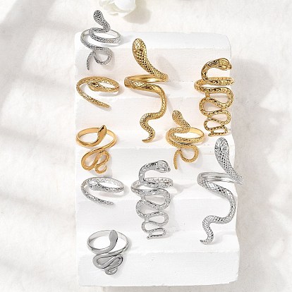 5 шт. 304 открытые манжеты из нержавеющей стали для женщин, змея, ионное покрытие (ip)