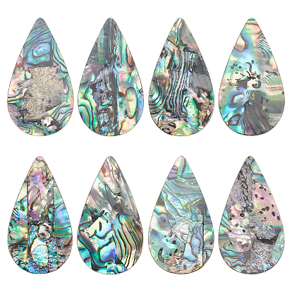 Естественно Ракушка Пауа кабошоны, кабошоны из ракушек односторонние, овальная/каплевидная форма