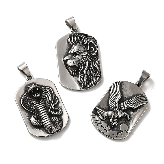 316 l большие подвески из хирургической нержавеющей стали, античное серебро, прямоугольный шарм