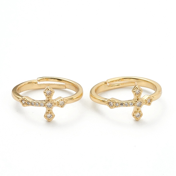 Латунные кольца из манжеты с прозрачным цирконием, открытые кольца, долговечный, крестик