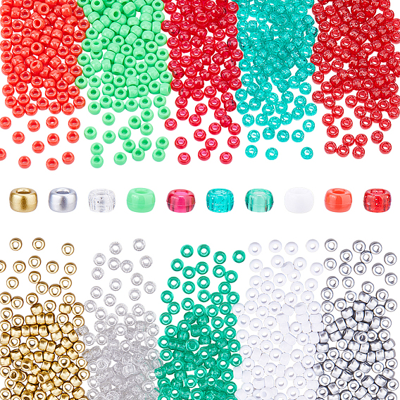 1500шт 10 цвета прозрачные пластиковые бусины, баррель