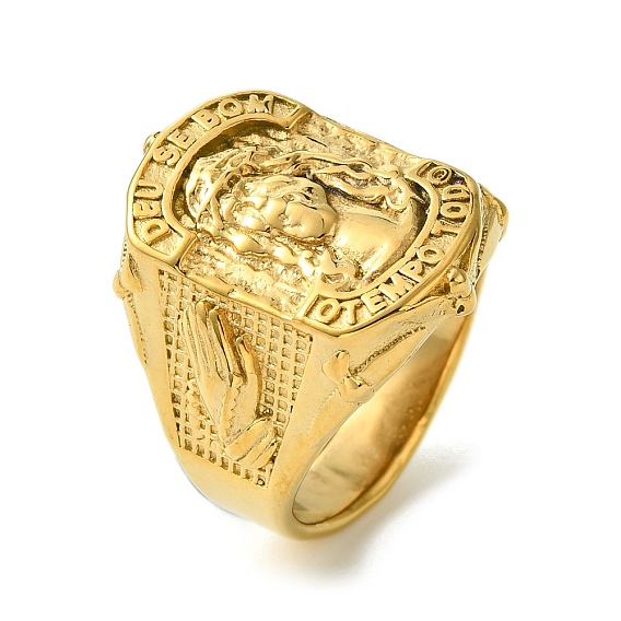 Святой 304 перстни-печатки из нержавеющей стали, широкое кольцо для мужчин, ионное покрытие (ip)