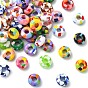 Acrylic European Beads, Rondelle with Pattern, Large Hole Bead