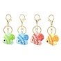 4Pcs 4 Styles Wool Weaving Tropical Fish Keychains, with Lobster Claw Clasps, Platinum