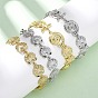Латунные браслеты с микропаве из прозрачных кубических цирконий для женщин, долговечный, стойки покрытие, без свинца и без кадмия