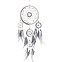 Woolen Yarn Woven Net/Web with Feather Pendant Decorations, Flat Round