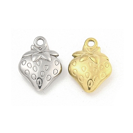 Ion Plating(IP) 304 Stainless Steel Charms, Strawberry Charm